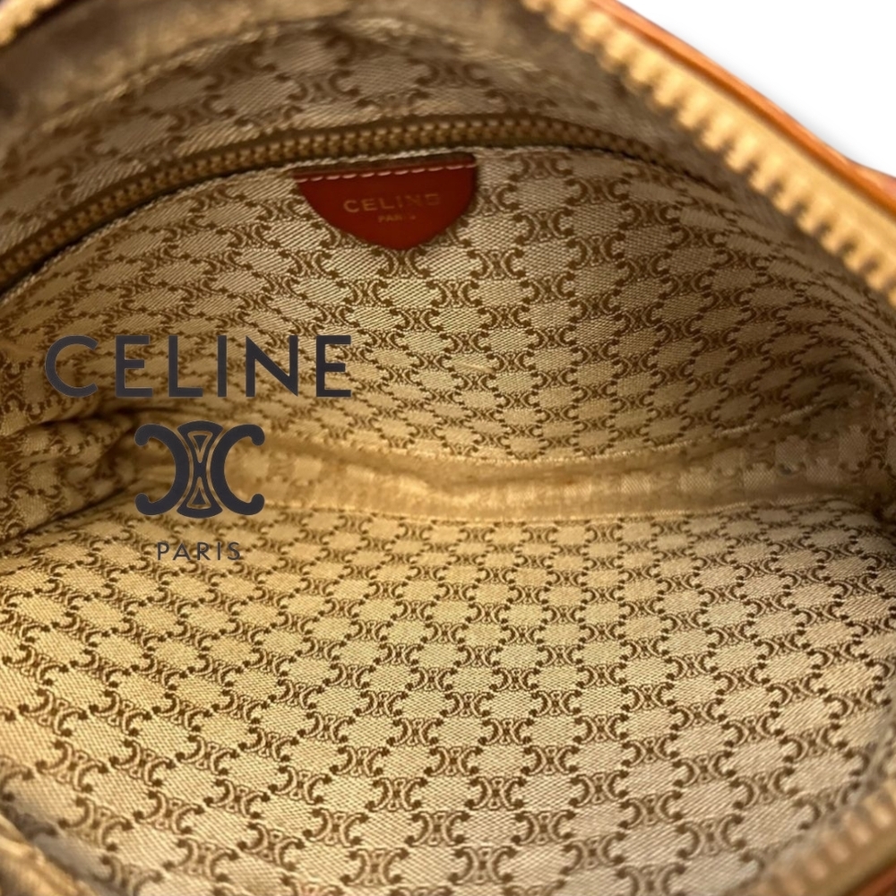Vintage Celine Y2K Macadam Brown Monogram Clutch Leather Strap Pouch - Picture 9 of 15